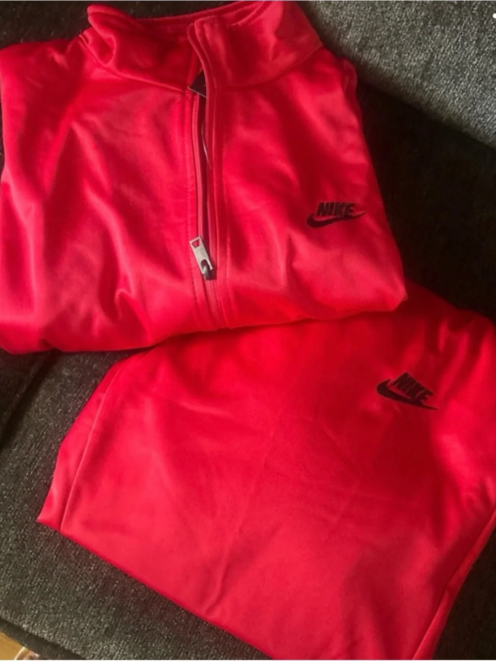 Nike Bright Red Full-Zip Track Jacket and Track Pants